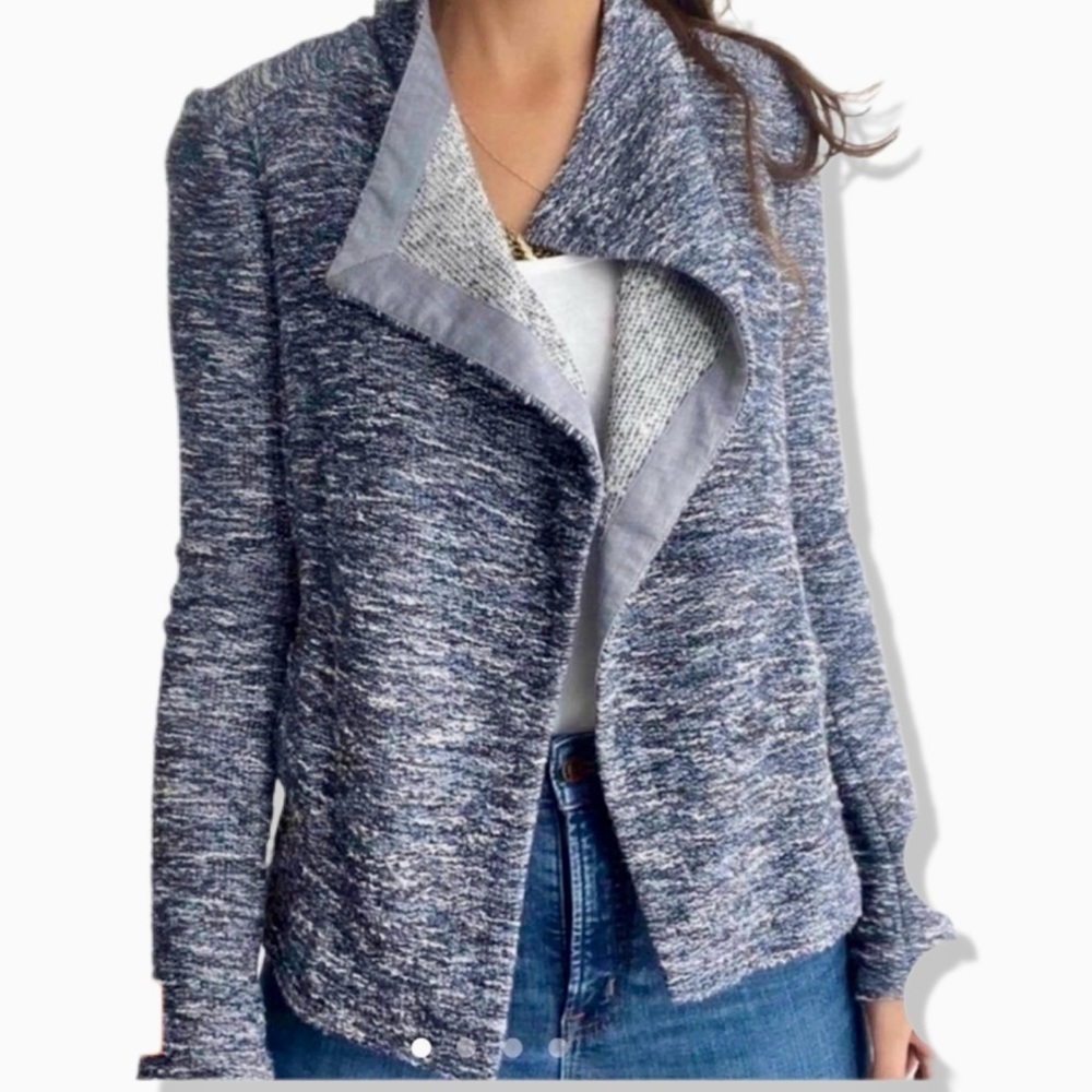 VINCE women’s size XS blue marled tweed open style cardigan/ light jacket